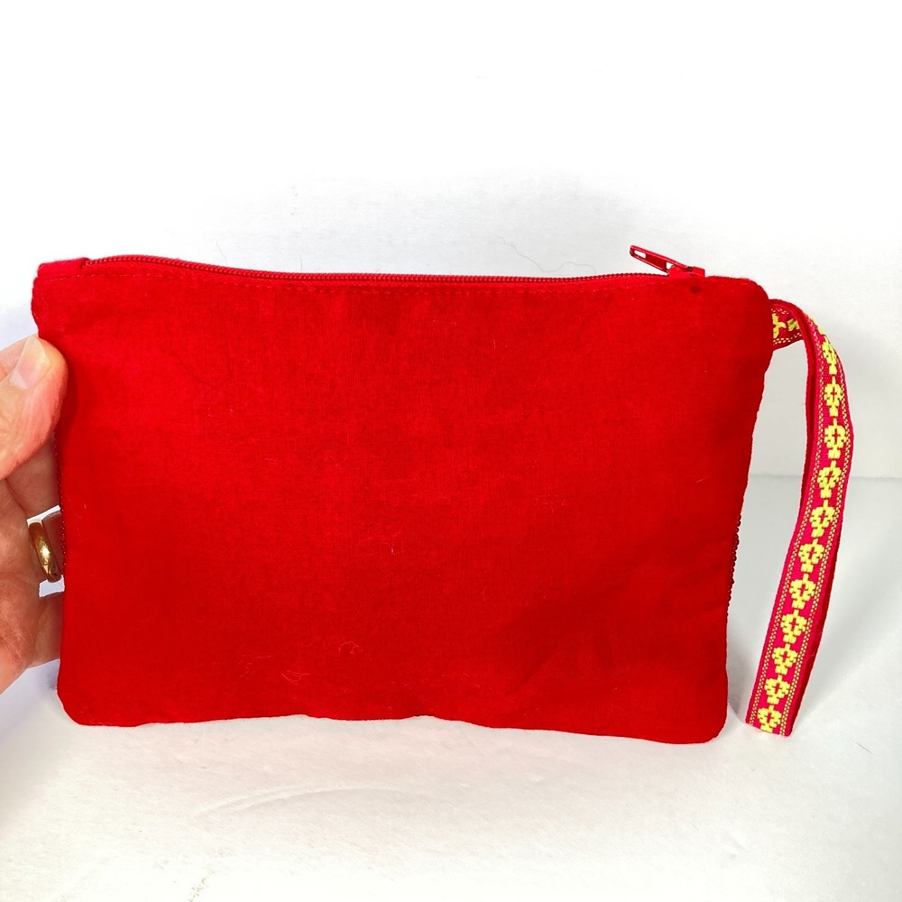 Owl Beaded Wristlet Small Bag Purse Zipper Closure Lined 7x5 Inches Colorful - Picture 3 of 9